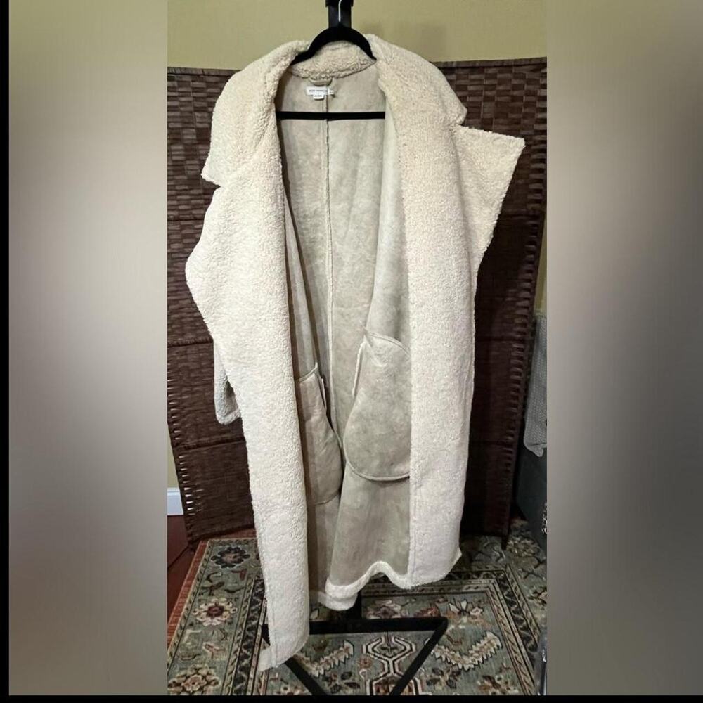 NEW Good American Oversized Sherpa Trench Coat – Bone – Size 4X/5X - Picture 4 of 7